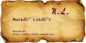 Matkó Lotár névjegykártya